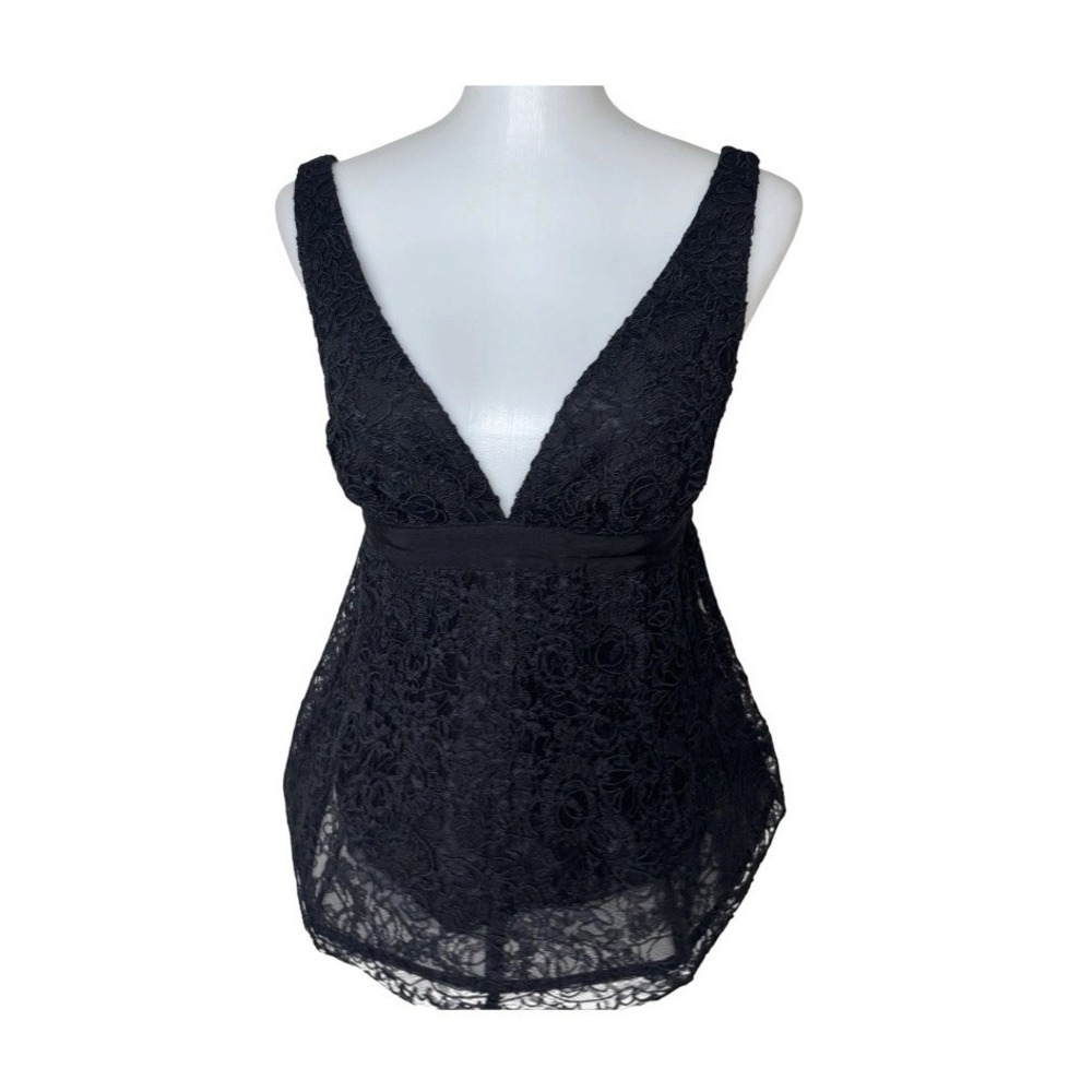 NEW Tuckernuck Sleeveless Floral Embroidered Lace Babydoll Top Size XS Black